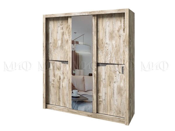 Шкаф-Купе Ройс (Ш-2000 x В-2200 x Г-616 мм) Дуб Юкон/Бетон Темный