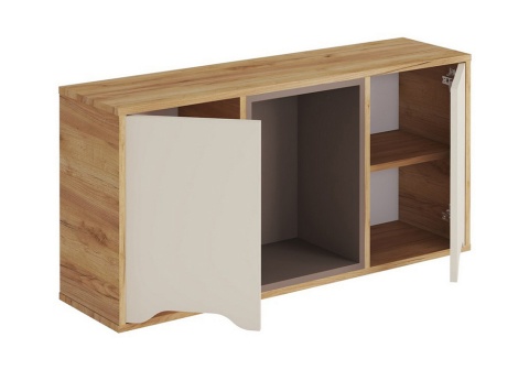 Полка навесная Rich дуб крафт золотой / миндаль / глиняный серый