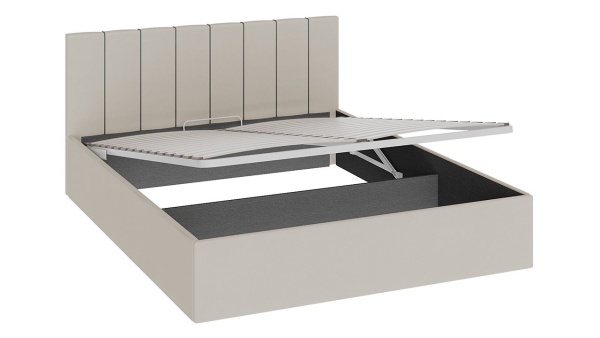 Кровать с подъемным механизмом «Верона» (Велюр Крем/кант Серый)/(Спальное Место 1600 х 2000 мм)