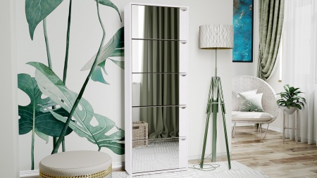 Тумба для Обуви Модерн тип 9 Белый Ясень (Ш-600 мм x В-1656 мм x Г-230 мм)