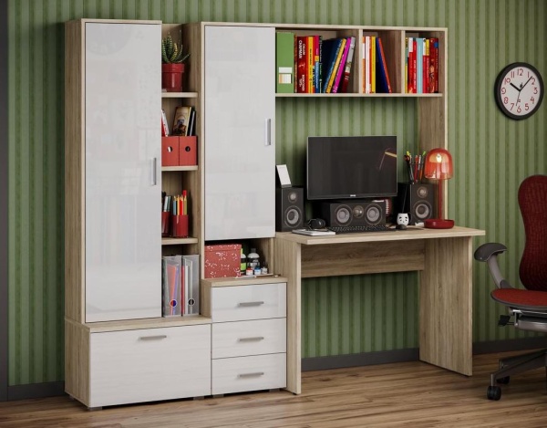 Уголок Школьника Паскаль №5 Дуб Сонома/Белый Глянец (Д-2000 х В-1780 х Г-595 мм)